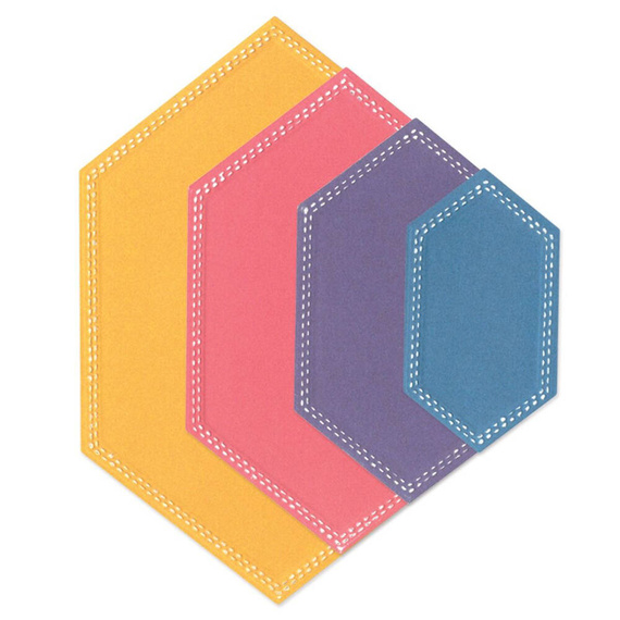 Wykrojnik Sizzix Framelits - Stitched Hexagons