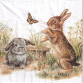 Serwetka 33x33cm - Bunny and Clyde króliki zające
