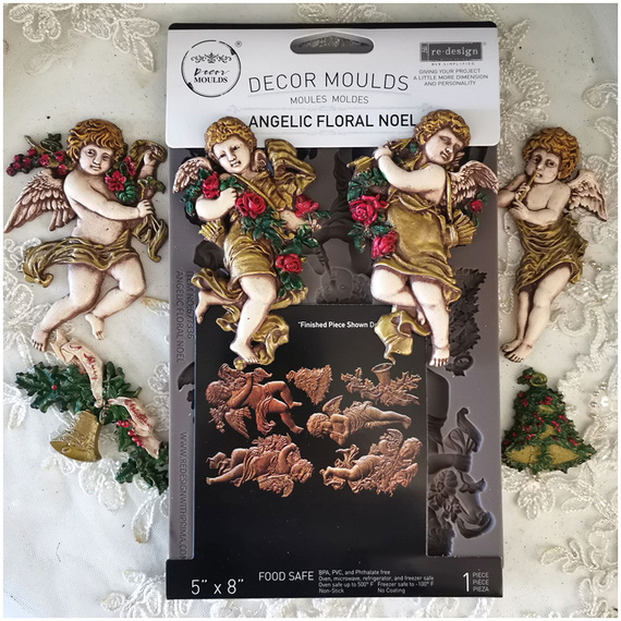 Foremka silikonowa - Prima - Angelic Floral Noel aniołki