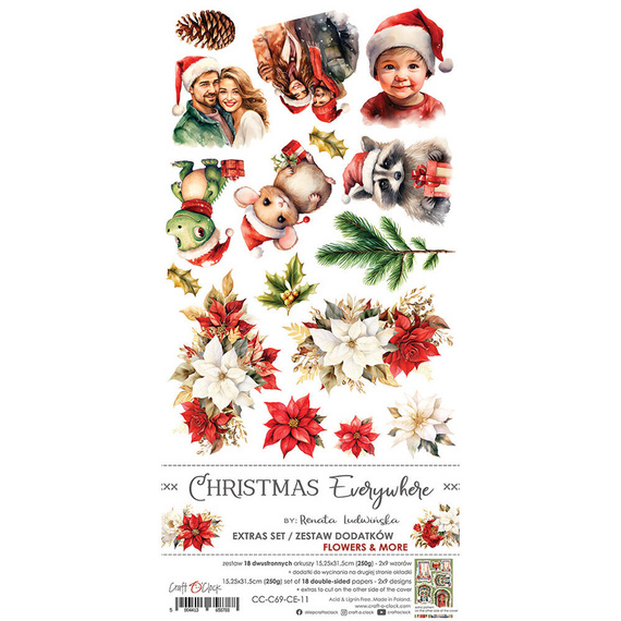 Christmas Everywhere zestaw dodatków do scrapbookingu - Craft o'clock - FLOWERS