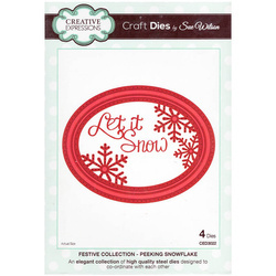 Wykrojnik - Creative Expressions - Peeking Snowflake CED3022 - ramka śnieżynki napis Let it snow