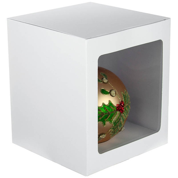 Pudełko na ozdoby, bombki - białe - Rzeczy z papieru