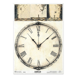 Papier ryżowy do decoupage A4 - zegar szachownica - R2625 - Itd Collection