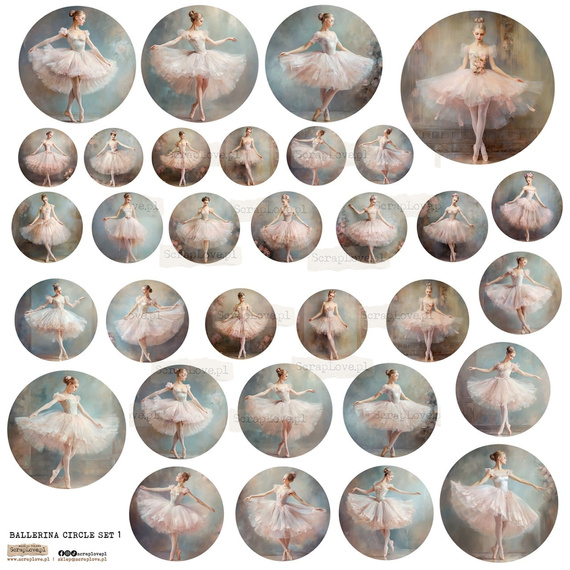 Naklejki papierowe - ScrapLove - Ballerina Circle set 1 - baleriny