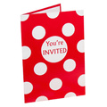 Zaproszenia - 8szt - czerwone w groszki