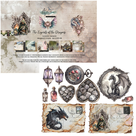 Zestaw papierów 20x20 - Alchemy of Art - The Legends of the Dragons