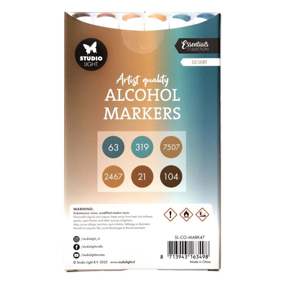 Markery alkoholowe dwustronne Desert Essentials nr 47 - Studio Light - 6 szt.