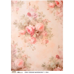 Papier ryżowy A4 - Scraplove - Pink Vintage Background 1 kwiaty na różowym tle