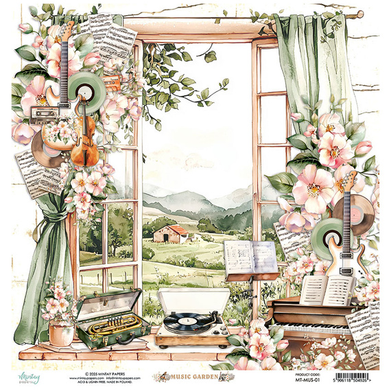 Papier do scrapbookingu 30x30 - Mintay - Music Garden 01