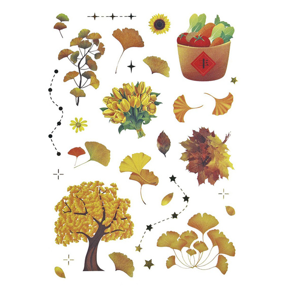 Naklejki foliowe - Żółte kwiaty i liście