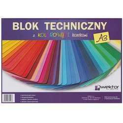 Blok techniczny kolorowy Wektor 160 g - A3, 8 arkuszy