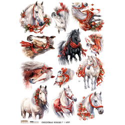 Papier ryżowy A4 - Scraplove - Christmas Horses 1 - Świąteczne Konie 1