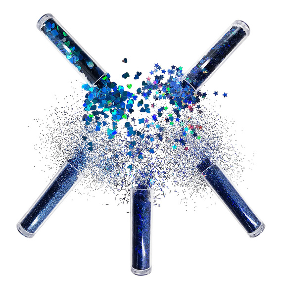 Zestaw brokatów i ozdób gwiazdki serduszka - niebieski