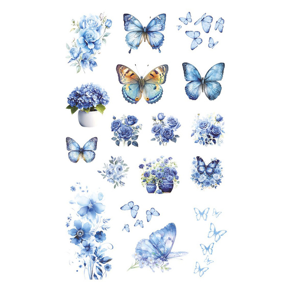 Naklejki foliowe - Niebieskie kwiaty i motyle