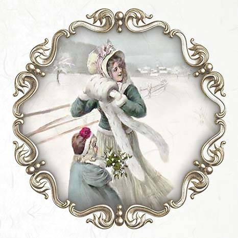 Zestaw papierów ryżowych - ITD RSM061 vintage ramki zima