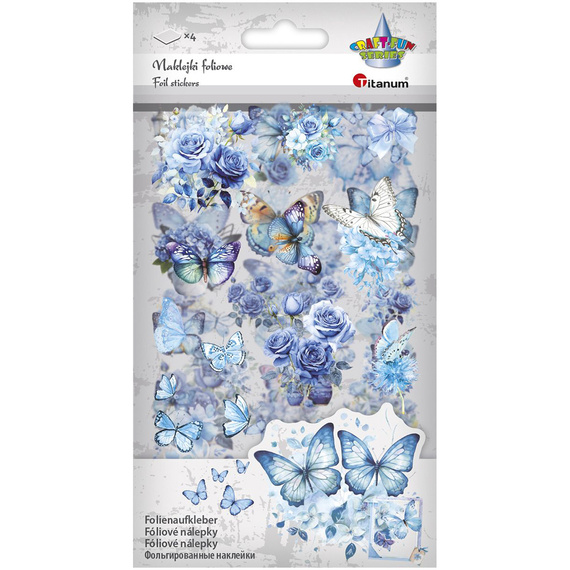 Naklejki foliowe - Niebieskie kwiaty i motyle
