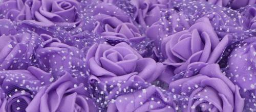 Kwiatki piankowe fioletowe z tiulem