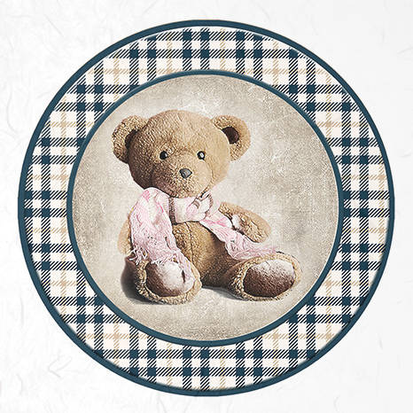 Zestaw papierów ryżowych - ITD - RSM047 niebieskie kratki, misie, maskotki, zabawki