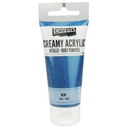 Farba akrylowa creamy acrylic metaliczna niebieska/ metallic blue 60ml - Pentart