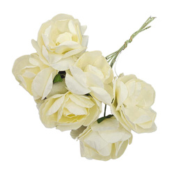 Kwiaty papierowe różyczki kremowe 2-3cm - 6szt
