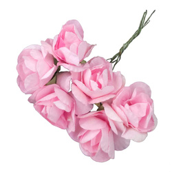 Kwiaty papierowe różyczki różowe 2-3cm - 6szt