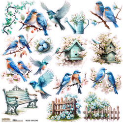 Naklejki - ScrapLove - Blue Spring ptaszki