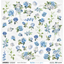 Papier 30x30 - ScrapAndMe - Blue Roses - Flowers - arkusz do wycinania