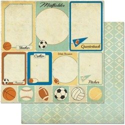 Papier do scrapbookingu 30x30 - BoBunny - Game On! Cards sport piłka