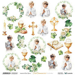 Papier do scrapbookingu 30x30 - ScrapAndMe - First Communion boy 5 - arkusz do wycinania