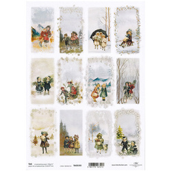 Papier do scrapbookingu A4 - TAG0192 dzieci vintage Boże Narodzenie