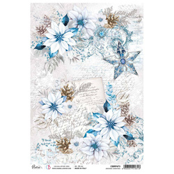 Papier ryżowy do decoupage A4 - Ciao Bella - Elegance of Blue - Awesome Christmas poinsecje list gwiazdka