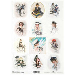 Papier ryżowy do decoupage A4 ITD-R2278 vintage, kobiety w marynarskim stylu