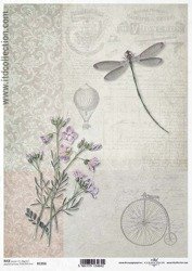 Papier ryżowy do decoupage ITD-R1266 / bicykl, ważka, balon