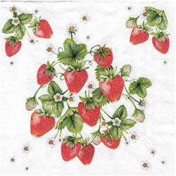 Serwetka 33x33cm - Bunch of strawberries truskawki