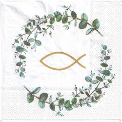 Serwetka 33x33cm - Communion branches white wianek komunijny