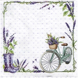 Serwetka 33x33cm - Lavender Love rower lawenda kalosze