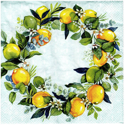 Serwetka 33x33cm - Lemon wreath wianek z cytryn