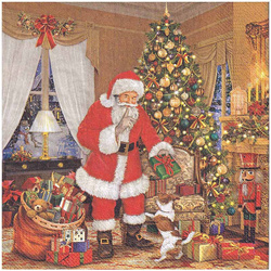 Serwetka 33x33cm - Santa Claus Giving Presents
