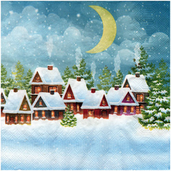 Serwetka 33x33cm - Snowy Village Scene zimowa wioska