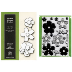 Stemple+wykrojniki- Poppystamps - Flourish Blooms - zestaw kwiatowy