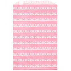 Torebki papierowe 3szt. ok.15,9x23,5cm - różowe ze szlaczkiem - Whisker Graphic