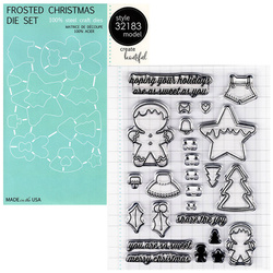 Wykrojnik + stempel - Memory Box - Frosted Christmas - lukrowane Boże Narodzenie