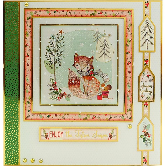 Arkusz A4 - Hunkydory - Festive Fox - bożonarodzeniowy lisek