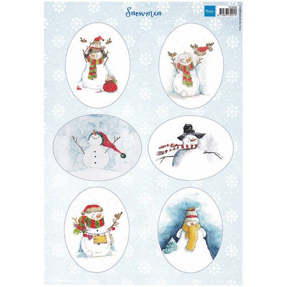 Arkusz A4 - Marianne Design - Snowman ovals - bałwanki