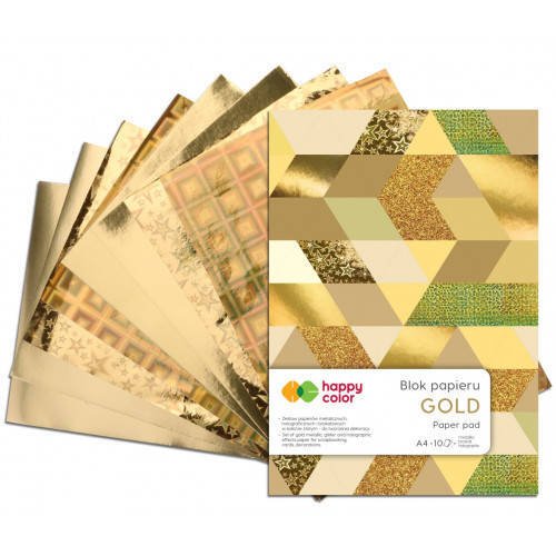 Blok papierów metalicznych Gold A4 150-230g 10ark 