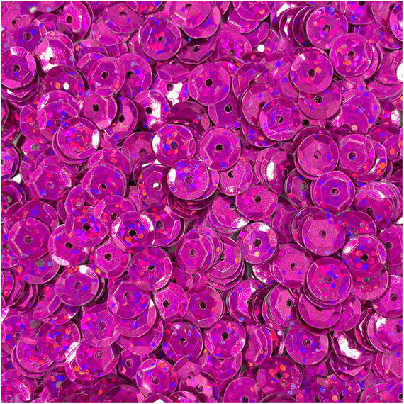 Cekiny okrągłe holograficzne 9mm 15g - Loveart - ciemne różowe