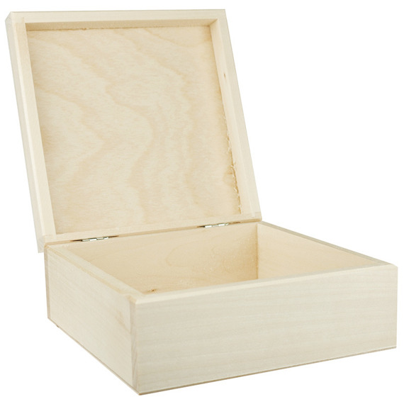 Drewniane pudełko kasetka kwadratowa 16x16x7 cm