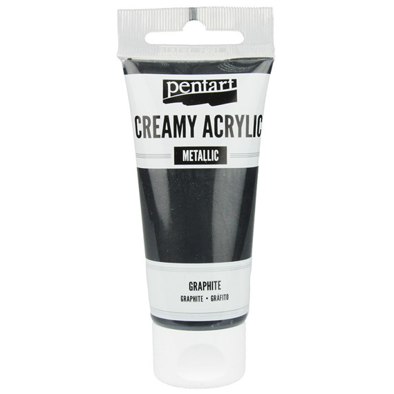 Farba akrylowa creamy acrylic metaliczna grafit/ metallic graphite 60ml - Pentart