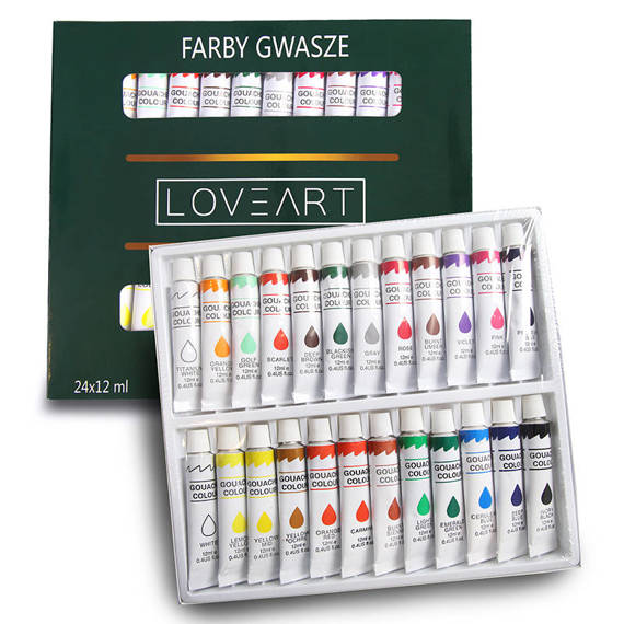Farby gwasze LOVEART Gouache 24x12ml