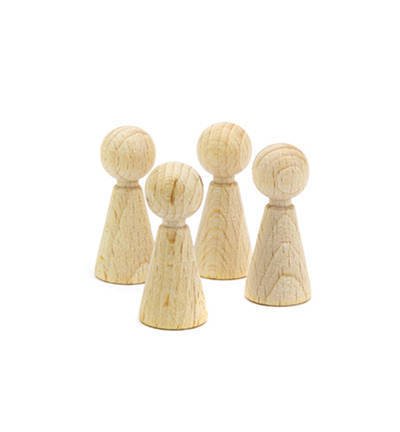 Figurki drewniane - pionek - peg doll 4szt